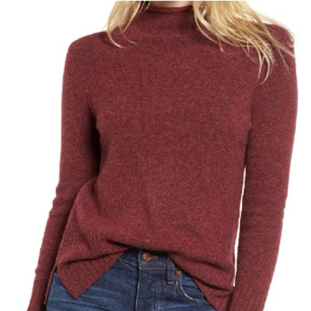 Madewell Alpaca Wool Burgundy Sweater Turtleneck Funnel Neck Small